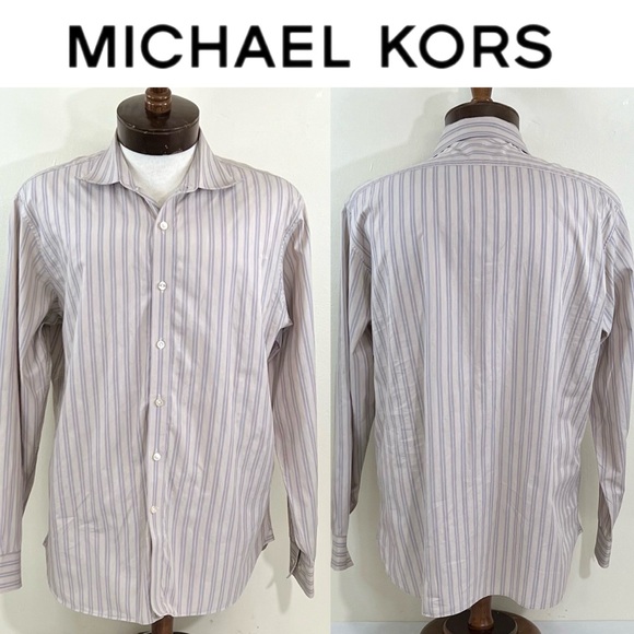 Michael Kors Men’s Button Down Striped Shirt - Picture 1 of 8